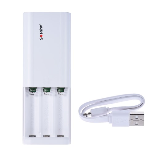 Soshine E5 portátil inteligente de pantalla LCD de 3 ranuras 18650 cargador de batería externo caja caso del paquete de reserva de la energía w puerto USB / Dual