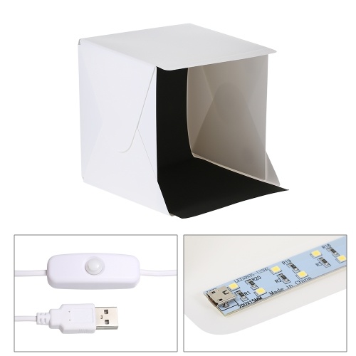 

32LEDs Foldable Portable Cube Box Room Photography Lighting with Backdrops