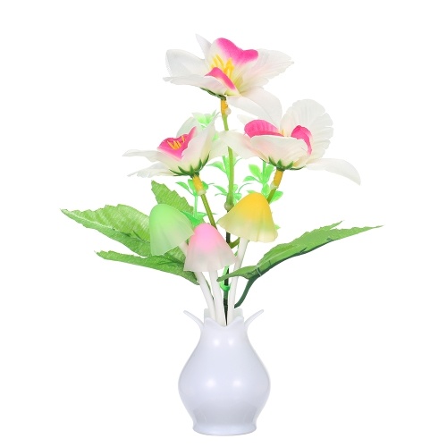 

AC110-220V LED Flower Vase Potted Wall Lamp Night Light Sensitive Light Control Automatic Color Changing