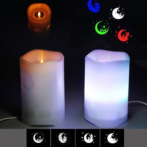 

2 in 1 Candle Projection Light Flameless Pillar Candles Projection