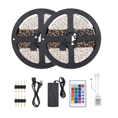 DC12V 48W 10 Meters 600 LED RGB Strip Light with Sensitive IR24 Keys Remote Control Controller Supported Flash/ Strobe/ Fade/ Smooth Lighting Effects/ 16 Static Colors Changing/ Brightness Adjustable Dimmable/ Speed Adjustment for Home Party Decoration Deco Theme Restaurant KTV Bar Club Pub Portable