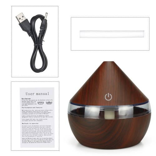 DC5V 2W 300ml USB Cool Mist Air Humidifier Essential Oil Diffuser 7 Color Changing Light for Office Home Bedroom Living Room Study Yoga Spa