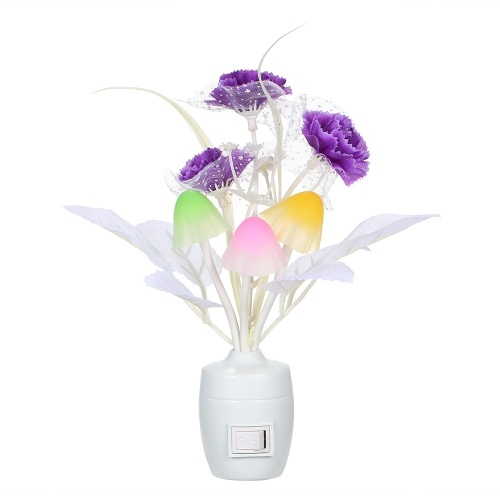

AC110-220V LED Flower Vase Potted Wall Lamp Night Light Press Button Control Automatic Color Changing