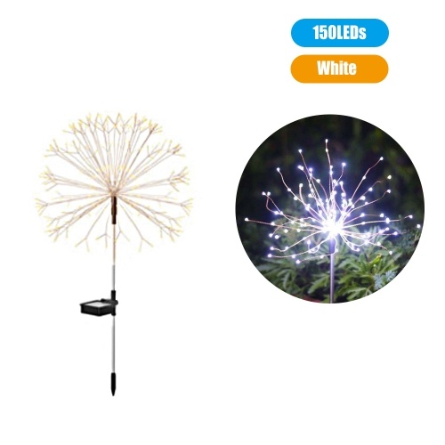 

LEDs Solar Powered Energy Firework Design Fairy String Light Lawn Lamp with 8 Different Lighting Modes Effects Memory Function Built-in 600mAh High Capacity Rechargeable Cell Flexible Twistable Bendable IP65 Water Resistance