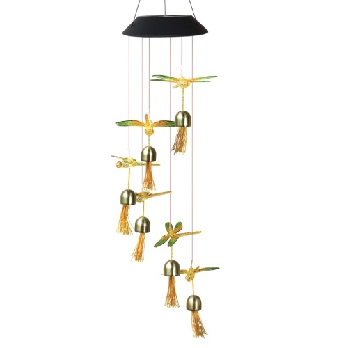 

Solar Wind Chime Lamp Particle Ball Painted Butterflies Bells Outdoor Color-changing Solar Chandelier