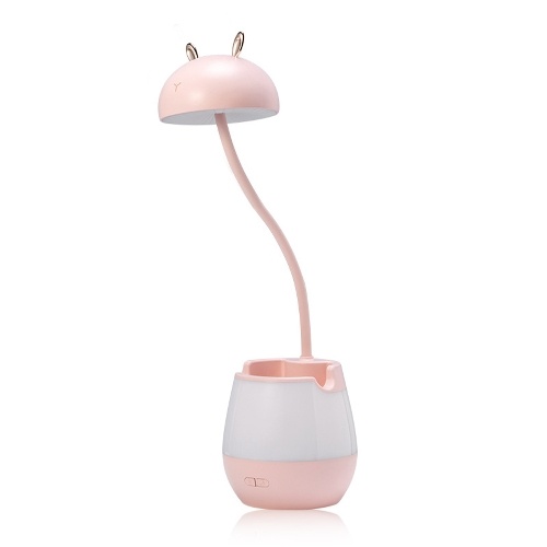 

LED Desk Lamp with Brush Pot Base USB Rechargeable Student Study Lights with Pen Holder Table Lamp for Bedroom Dual-light Brightness Adjustable Bedside Lamp