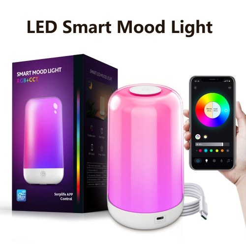 BT Touch Intelligent Night Light 7 Colorful Ambient Lights Mobile APP can Control Built-in 24 Scene Modes Lights Can Change with Music Sound 