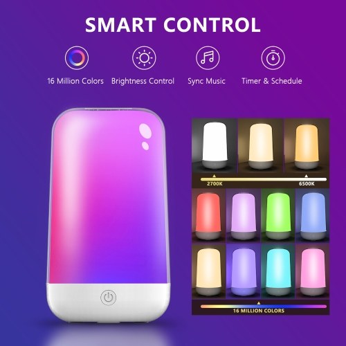 BT Touch Intelligent Night Light 7 Colorful Ambient Lights Mobile APP can Control Built-in 24 Scene Modes Lights Can Change with Music Sound 