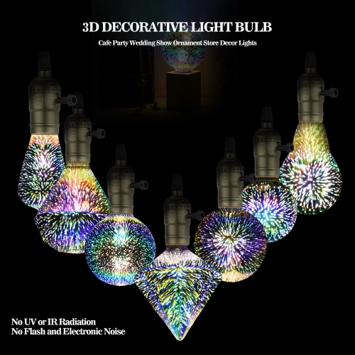 

6W E27 LED 3D Colorful ST64 Filament Fireworks Light Bulb