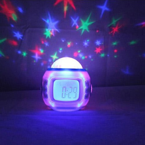 New Fashion Colorful Music Skylight Star Projector Lamp LED Night Light Bedroom Natural Sound Alarm Clock Starry Sky Calendar Ocean Gift Birthday Party Home Decoration