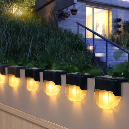 

Solar Energy Fence Lamp Stair Lamp Outdoor Waterproof Garden Railing Decoration Warm Light Black 4PCS