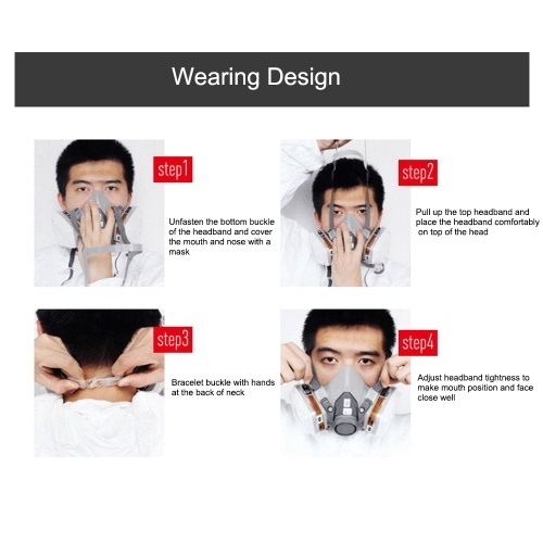 

3M 6200 Half Face Gas Mask Respirator with 2Pcs Ammonia Methylamine Vapor Filter Cartridge Filter Cotton Filter Cover