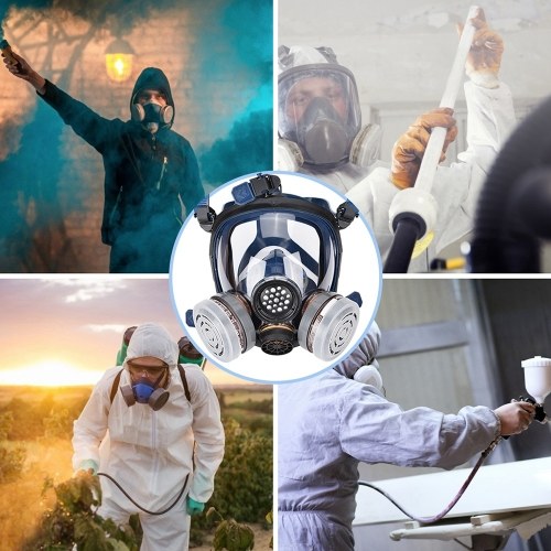 

STRONG ST-S100X-3 Gas Mask Respirator Dual Filter Full Face Mask for Painting Spraying Silica Gel Mask+2pcs ST-LDY1 Inorganic Gas Vapor Filter Cartridge+2pcs Filter Cotton+2pcs Filter Covers