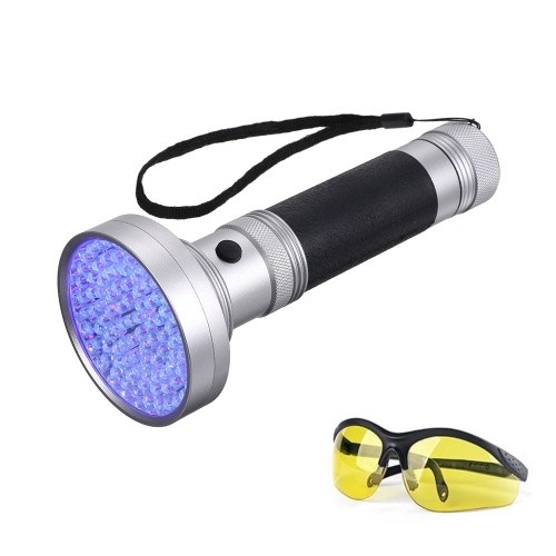 

100LEDs UV Portable Flash Light Detector with Goggles for Pet Urine Stains etc.