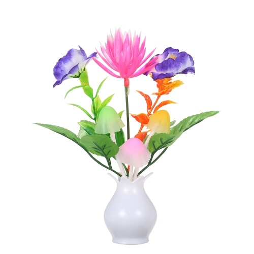 

AC110-220V LED Flower Vase Potted Wall Lamp Night Light Sensitive Light Control Automatic Color Changing