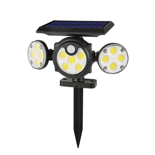 

78 COB Solar Powered Wall Lights with Ground Stake 3 Lighting Heads Human Induction ans Lighting Control