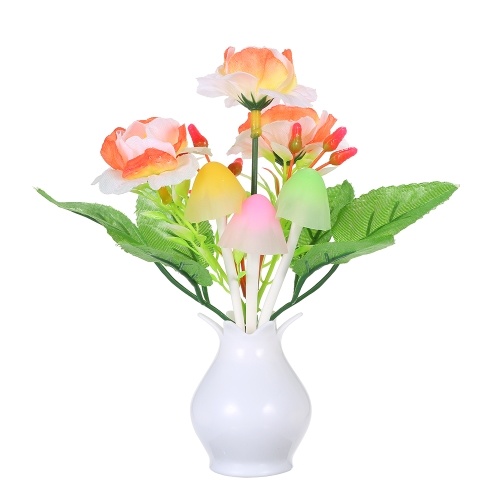 

AC110-220V LED Flower Vase Potted Wall Lamp Night Light Sensitive Light Control Automatic Color Changing
