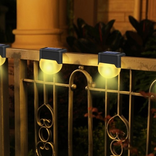 

Solar Energy Fence Lamp Stair Lamp Outdoor Waterproof Garden Railing Decoration Warm Light Black 4PCS