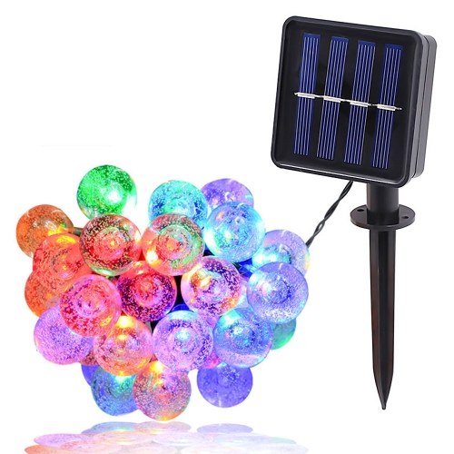 Chaîne de lampe solaire à ampoule à bulles de 1,8 cm IPX4 2/8 Modes d'éclairage 5 / 6,5 / 7 / 9,5 / 12 / 22M 20/30/50/100 / 200LED