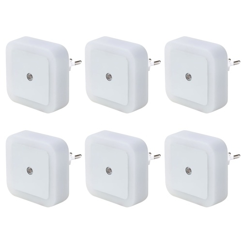 6PCS Plug-in LEDs Night Light with Auto Dusk to Dawn Sensors Lighting Control Nightlight for Bedroom Stairs Kitchen Hallway