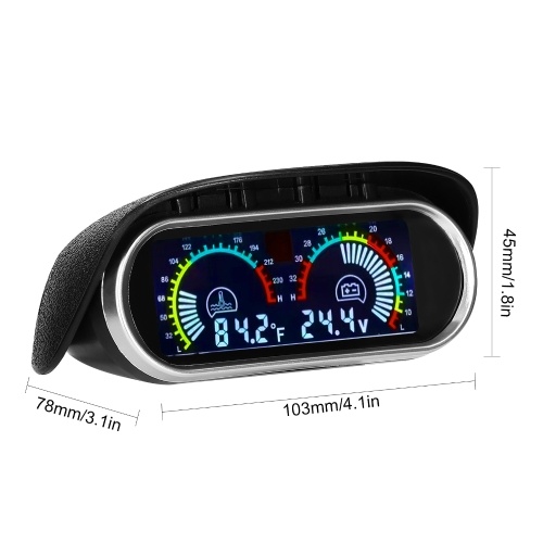 2 in 1 Universal Car Digital Gauge Water Temperature Voltage Gauge Voltmeter 9-36V with 1/8NPT Sensor Fahrenheit/℉  Display for Car Truck SUV RV 