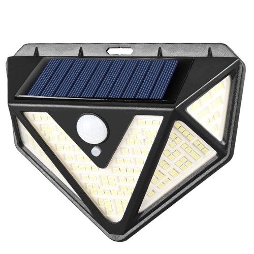 166 LEDs IP65 Solar Body Induction Wall Lamp Patio Stair Light 5 Illumination Surfaces