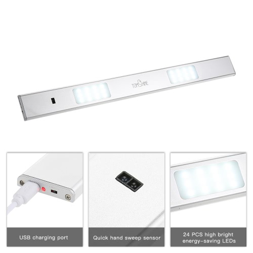 Tomshine 3W Aluminum Alloy Surface Ultra-thin Designed Rechargeable Bright LED Light Activated by Hand Sweep Motion Sensor for Clo