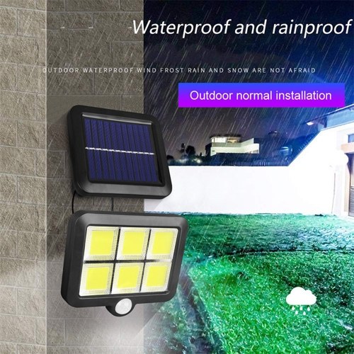 Seperated Solar Induction Wall Lamp Patio Lamp Garage Light Six Squares COB 120LED Three Function Button White Light With 5m Extension Wire