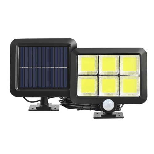 Separada Indução Solar Lâmpada de parede Lâmpada de pátio Luz da garagem Seis quadrados COB 120LED Botão de três funções Luz branca Com fio de extensão de 5m