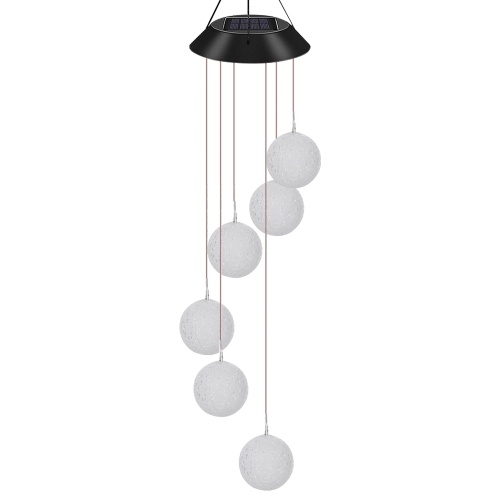 Solar Energy Powered Wind Chime Lamp Color-changing Ball Outdoor Hanging Light for Garden Street Home Decoration 