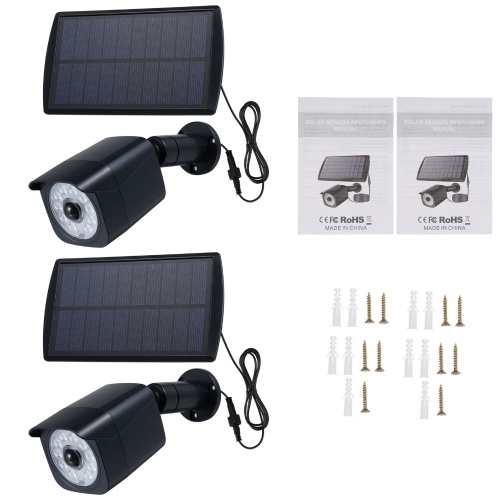 Neoglit 2 Packs Outdoor Bewegungssensor Solar Lichter Simulation Sicherheitslicht LED-Scheinwerfer