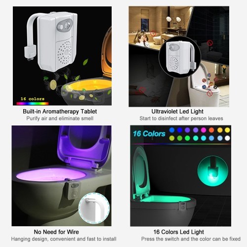 Toilet Night Light Bathroom Body Motion Activated On/Off Seat Sensor