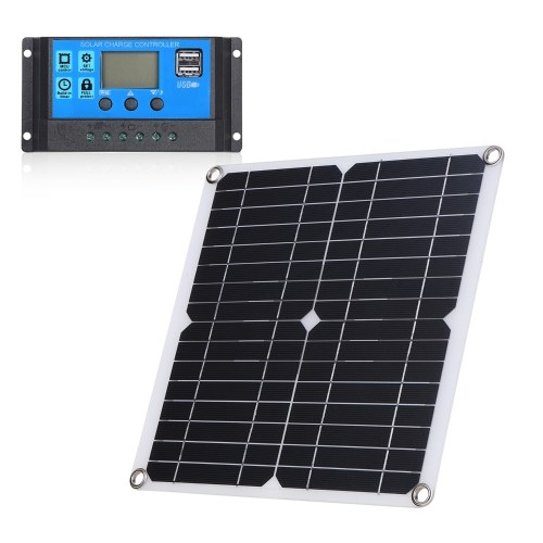 

20W D C 9V/18V Flexible Solar Panel with 30A L-ED Display Controller Kit Set with USB/ Type C Interface & Car C-harger 10/20/30/40/50A Solar C-harge Controller IP65 Water Resistance for Home Car Boat Indoor Outdoor Use Portable