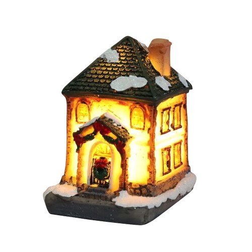 Christmas Scene Houses Building House with Warm LEDs Light Batter-y Operated Christmas Ornamnet Gift