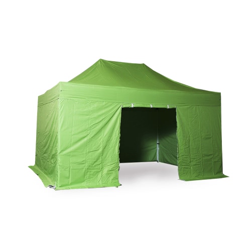 Lot de 2 barnums pliants 3x4.5m Pack complet Alu 45 polyester 300g/m² pelliculé PVC