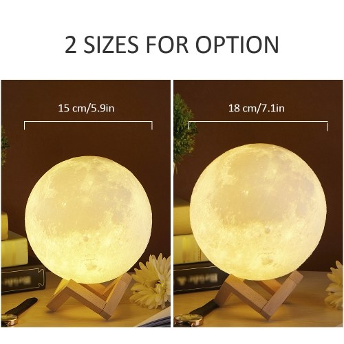 

LEDs Moon Lamp BT Wireless Speaker Night Light 3D Printed Large Lunar Lamp with Stand USB Cable