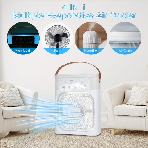 Desktop Cold Air Fan Humidifier Mini Air Cooler Mist Sprayer with Colorful Night Light 
