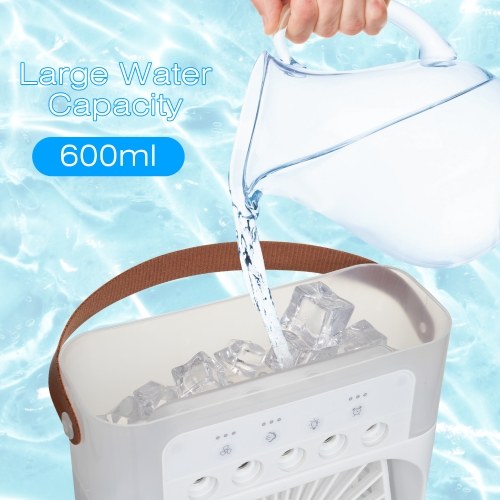 Desktop Cold Air Fan Humidifier Mini Air Cooler Mist Sprayer with Colorful Night Light 