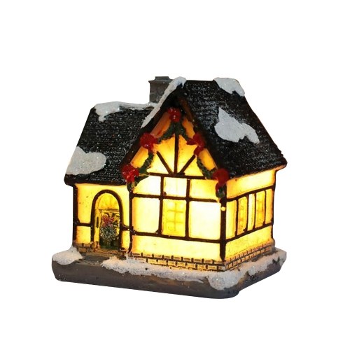 

Christmas Scene Houses Building House with Warm LEDs Light Batter-y Operated Christmas Ornamnet Gift