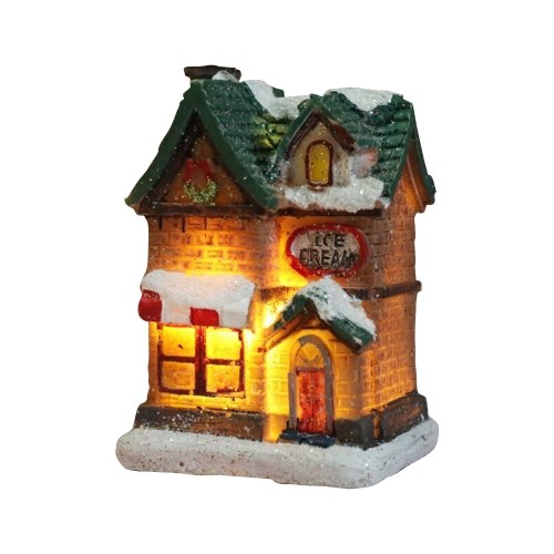 

Christmas Scene Houses Building House with Warm LEDs Light Batter-y Operated Christmas Ornamnet Gift