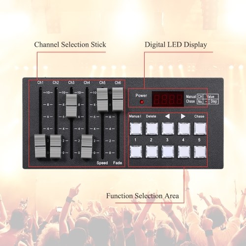 

DC7-9V 0.2W Mini DMX512 Console Stage Light Built-in Controller