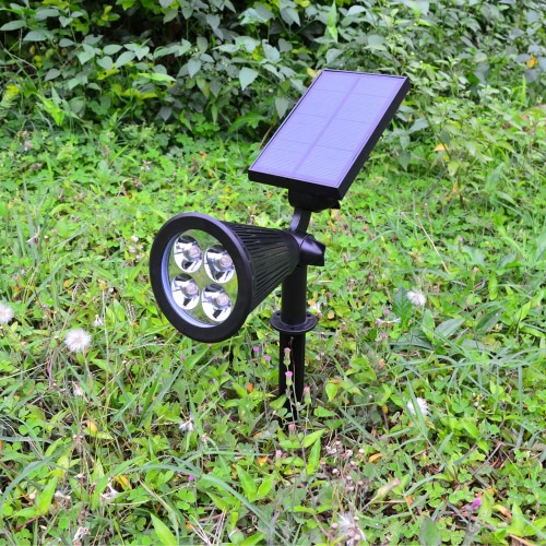 

4 LED Solar RGB Light Spotlight Adjustable Waterproof Security Night Outdoor Garden Lawn Landscape Yard Spot Wall Lamp Warm/Cool W