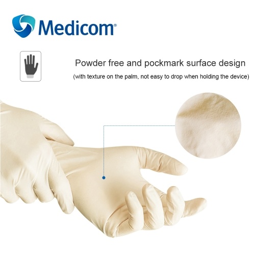 

Medicom 1204D 100Pcs Disposable Latex Glove Powder Free Strong Stretchy Gloves for Home Food Medical Laboratory Use
