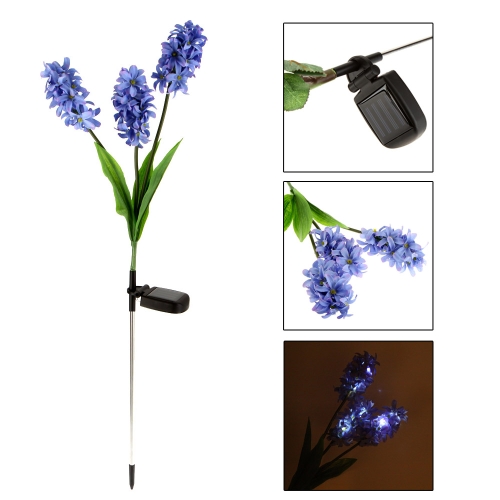 9 LEDs Powerfrugal Solar Power 3 Hyacinth Flores Lâmpada Paisagem