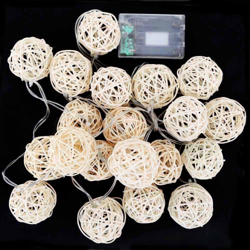 

2.1M 20 LED Garland Rattan Vine Ball Globe Lamp Fairy String Lights for Party Wedding Christmas Home Decor Warm White