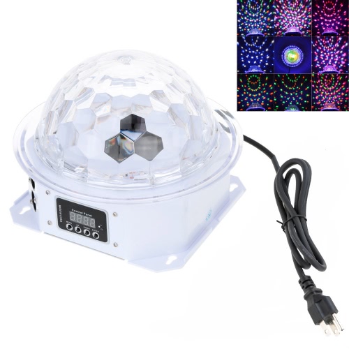 Lixada DMX-512 7 Channels LED Rotating Strobe RGBPYW Crystal Magic Ball Effect Par Light Disco DJ Stage