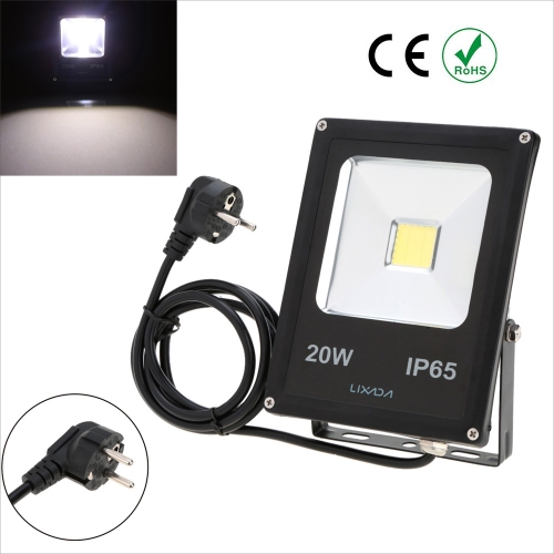 Lixada Real Power 20W IP65 Water Resistant LED Flood Light Lamp with US Plug 85-265V for Garden Outdoor Illumination