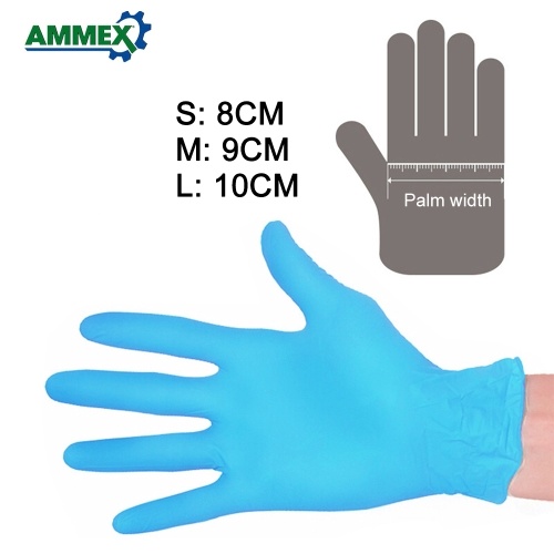 

AMMEX 100Pcs Disposable Nitrile Rubber Glove Powder Free Multi-use Strong Stretchy Gloves for Home Food Medical Dental