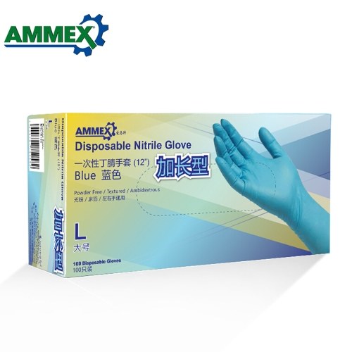 

AMMEX 100Pcs Disposable Nitrile Rubber Glove Thick Rubber Powder Free Strong Stretchy Gloves