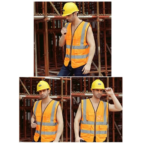 

LA-2018 Reflective Safety Vest High Visibility Safety Vest Bright Neon Color Breathable Vest with Reflective Strips for Construction sanitation Worker Roadside Emergency M Size